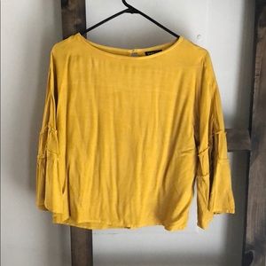 Mustard yellow bell sleeve shirt